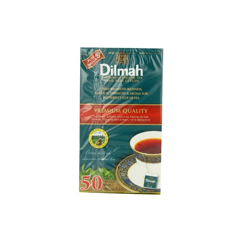 Dilmah Premium 100% Pure Ceylon Tea, 50-Count Tea Bags (Pack