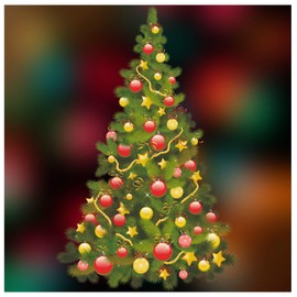Christmas Window Stickers - Traditional Christmas Tree - Xmas Window Cling Decoration