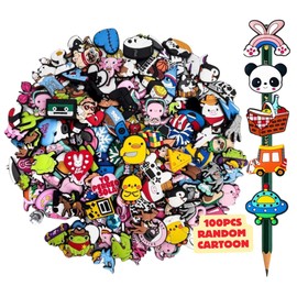 100PCS Mixed Anime Cartoon Pencil Toppers - Kawaii Pen Charms for Boys and Girls, Cute Classroom Rewards and Prizes for Students, Pencil Decorations for School Supplies, Kids Incentives