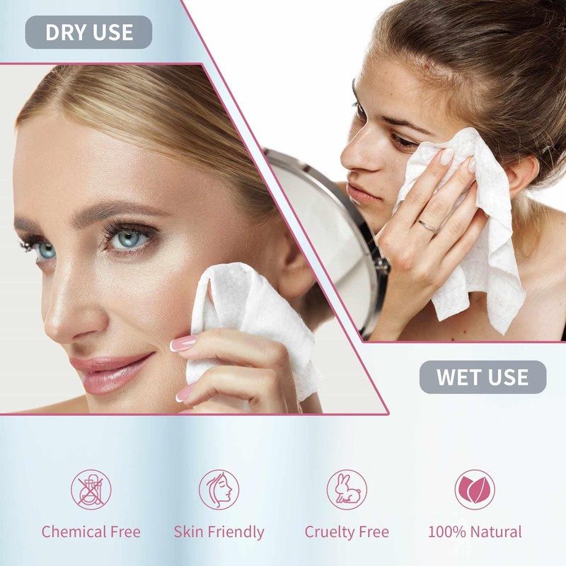 LAVDIK Disposable Face Towels, Extra Thick, 40 Count, Natural, Skin