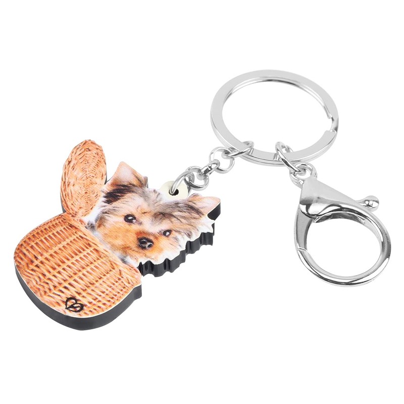 DUOWEI Cute Acrylic Yorkshire Terrier Keyring Puppy Pets Key Ring