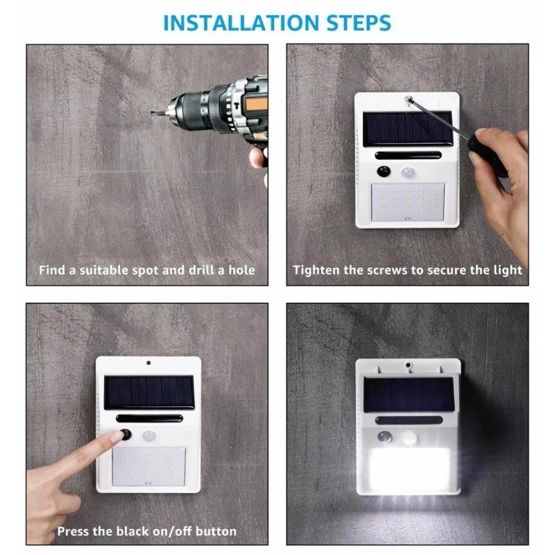 Unbranded 6 pcs 20LED Solar Powered PIR Motion Sensor Light