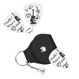 UNICRAFTALE Music Gifts for Friend Couldn’t Pick a Better Friend Stainless Steel Guitar Picks Keychain Leather Holder Musician Guitar Player Birthday Christmas Gifts