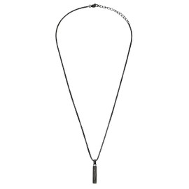 Breil, Urbancore Men's Steel Necklace with Rectangular Polished Steel Hexagonal Carving Pendant Lobster Clasp Adjustable Length Gift for Men Taglia unica,, Alloy Steel, No Gemstone