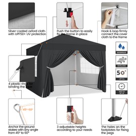 Yaheetech 10x10 Pop Up Canopy with 4 Removable Sidewalls, Portable Enclosed Instant Tent, Waterproof Outdoor Tent, Beach Sun Shelter with 4 Sandbags, 12 Stakes & 4 Ropes, Black