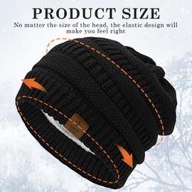 XdealCozyxc Beanie Hats for Women, Thermal Heat Holders Winter Hats for Women Outdoor Black