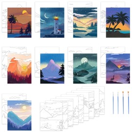 HICOHAND Pre Printed Canvases, 9 PCS 7.87 * 9.84” Pre Drawn Canvas Pre Printed Canvas Set Printed Canvas to Paint Canvas Set for Adults