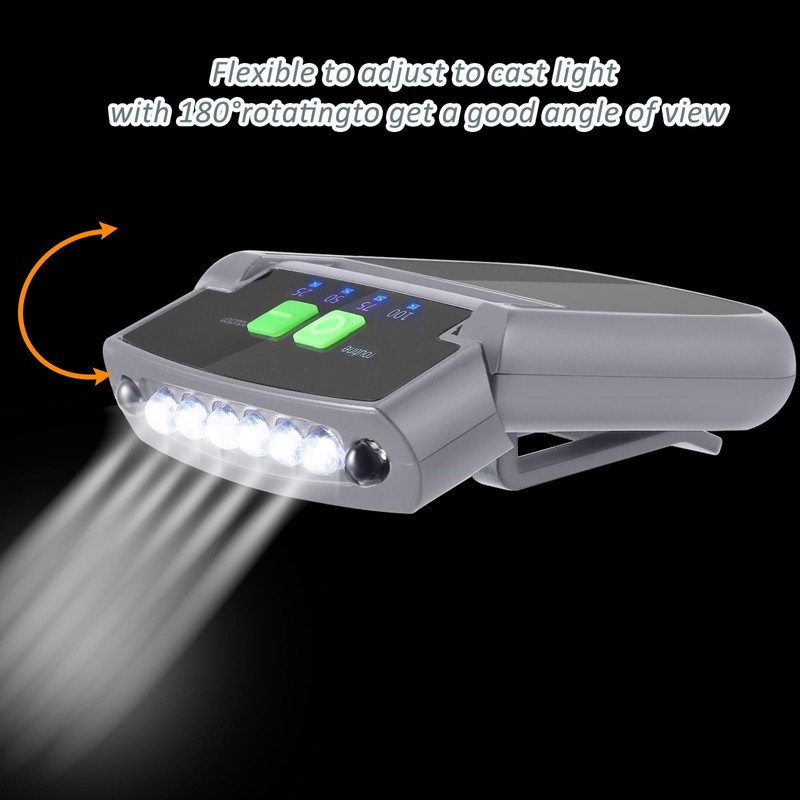 Mudder 2 Pieces LED Clip on Cap Lights USB Rechargeable