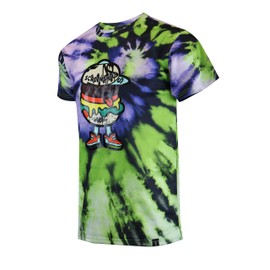 SCREENSHOT-S11080 Mens Urban Hip Hop Tie Dye T-Shirt - Hamburger Cartoon Animation Gel Print Streetwear NYC Fashion Tee-Neon-XLarge