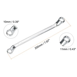 sourcing map Offset Extra Long Box End Wrench 10 x 11 mm Metric 12 Point 75 Degree Offset Double End Box Ratcheting Wrench CR-V Polished Long Spanner Tools