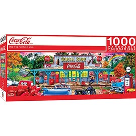 1000 Piece Jigsaw Puzzle for Adult, Family, Or Kids - Coca-Cola Stop N Sip by Masterpieces - 13" X 39" - Family Owned American Puzzle Company
