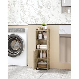 Hzuaneri Bathroom Storage Cabinet, Corner Floor Cabinet with Doors and Adjustable Shelf, Narrow Toilet Paper Cabinets, Bathroom Organizer for Small Spaces, Rustic Greige BC39705X