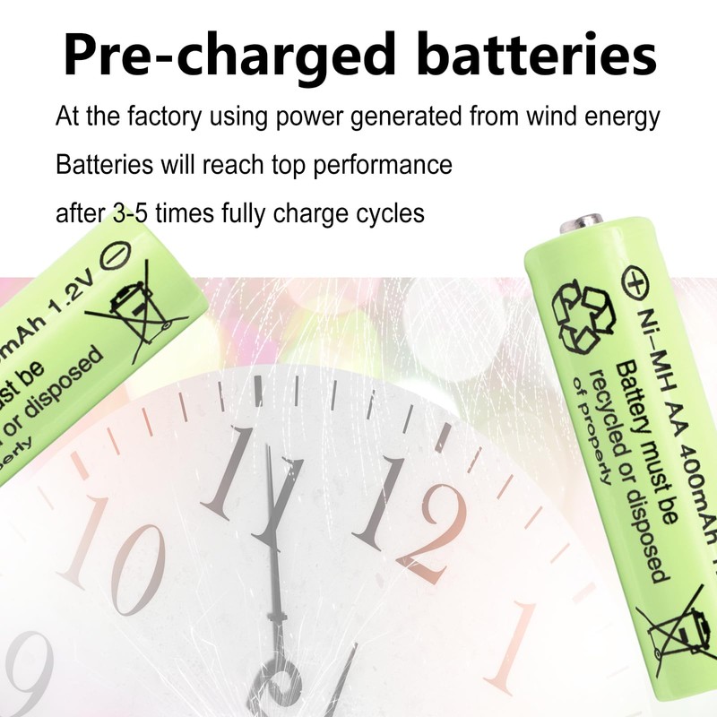 Lombaour 1.2 Volts 400mAh NiMH Rechargeable AA Batteries Pre-Charged for