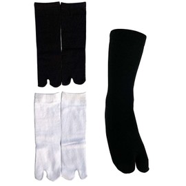 2 Pairs Cotton V Two Big Toe Tabi Flip Flops Socks for Kids Boys Girls 3-8 Years, Black+white, Small-Medium