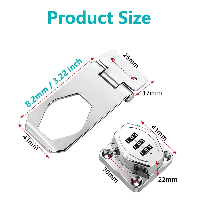 Closet Door Lock 3-Digit Bifold Door Lock 2Pack Combination Cabinet