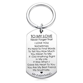 Husband Boyfriend Christmas Valentines Gifts for Girlfriend Wife I Love You Gift Keychain for Couple Boyfirend Fiance Soulmate Gifts for Him and Her To My Love Keychain