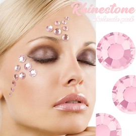 qiipii Light Pink Nail Rhinestones 2880pcs SS10 2.8mm K9 Glass Round Stones Bulk Nail Art Charms Flatback Gems Beads Diamonds Jewels Crystals for Nails Eyes Face Makeup Clothes Shoes DIY Crafts Phones