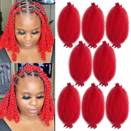Marley Twist Braiding hair,12 Inch Springy Afro Twist Hair,Red Cuban Twist Hair,8Packs Pre Separated Kinky Culy Spring Twist Hair for Soft Butterfly Locs Crochet Hair Marley Hair for Black Women