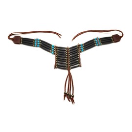 Traditional Black Bone Hairpipe Beads Tribal Breastplate Choker Necklace