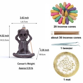 Comeon Skull Decor Incense Stick Holder Reverse Flow Censer Incense Waterfall Burner + Backflow Incense Cones, Incense Sticks, Tweezer, Mat (Don't Listen)