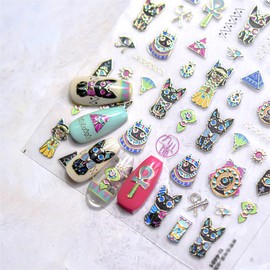 Dedyel 5D Embossed Cute Nail Art Stickers Cartoon Self Adhesive Nail Stickers Kawaii Design Anime Nail Stickers for Women Kids Girls Nails Art Decorations