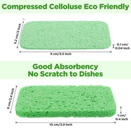 100 Pcs Kitchen Sponge Bulk Natural Sponges for Dishes Compressed Wood Pulp Sponges Cleaning Sponge Without Scratching for Kitchen Bathroom, 3.9 x 2.4 x 0.4 Inch (4 Colors)