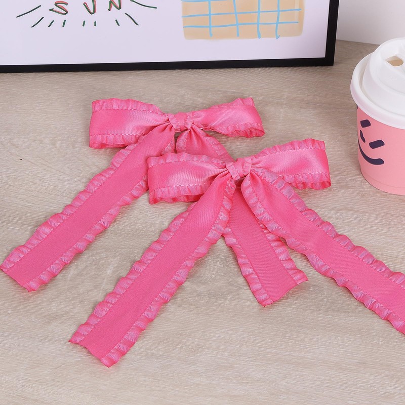 5.5in Big Hot Pink Hair Bow Barrettes for Women Girls