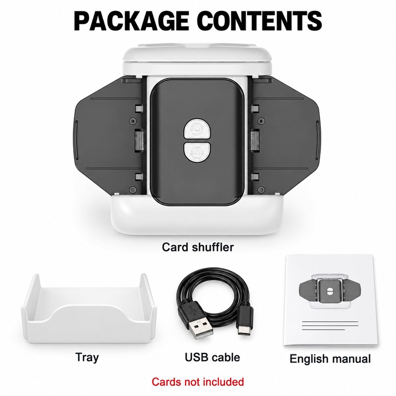 Rechargeable 2 Deck Automatic Card Shuffler, 1200mAh Cordless Electric Card
