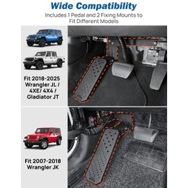JOYTUTUS Dead Pedal Foot Rest Pad Compatible with 2007-2026 Jeep Wrangler JK JL 4X4 4XE & Gladiator JT No Drilling Left Side Foot Rest Kick Panel with Anti-Slip Surface & American Flag Design