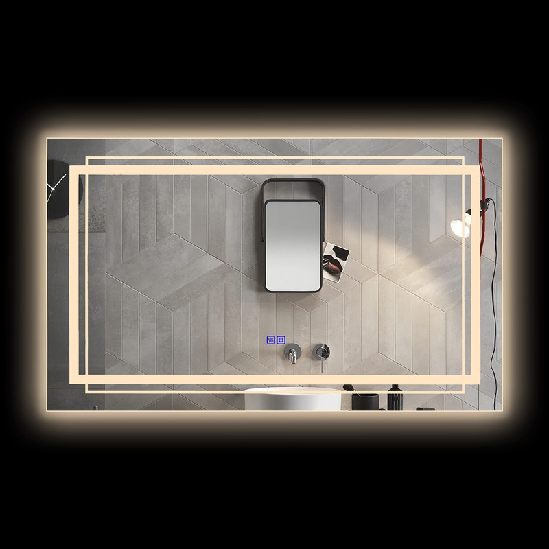 CHLOE Lighting Luminosity Back Lit Rectangular Touchscreen LED Mirror 3