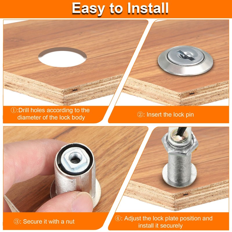 sourcing map 4 Pcs 5/8" Keyed Alike Cabinet Cam Lock