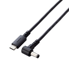 Elecom DC-PDFE20BK Charging Cable for Toshiba/Fujitsu/NEC PC Type C - Round 100 W PD Compatible (Compatible with Outer Diameter 0.2 inch (5.5 mm) / Inner Diameter 0.1 inch (2.5 mm) [Uses Gold-Plated