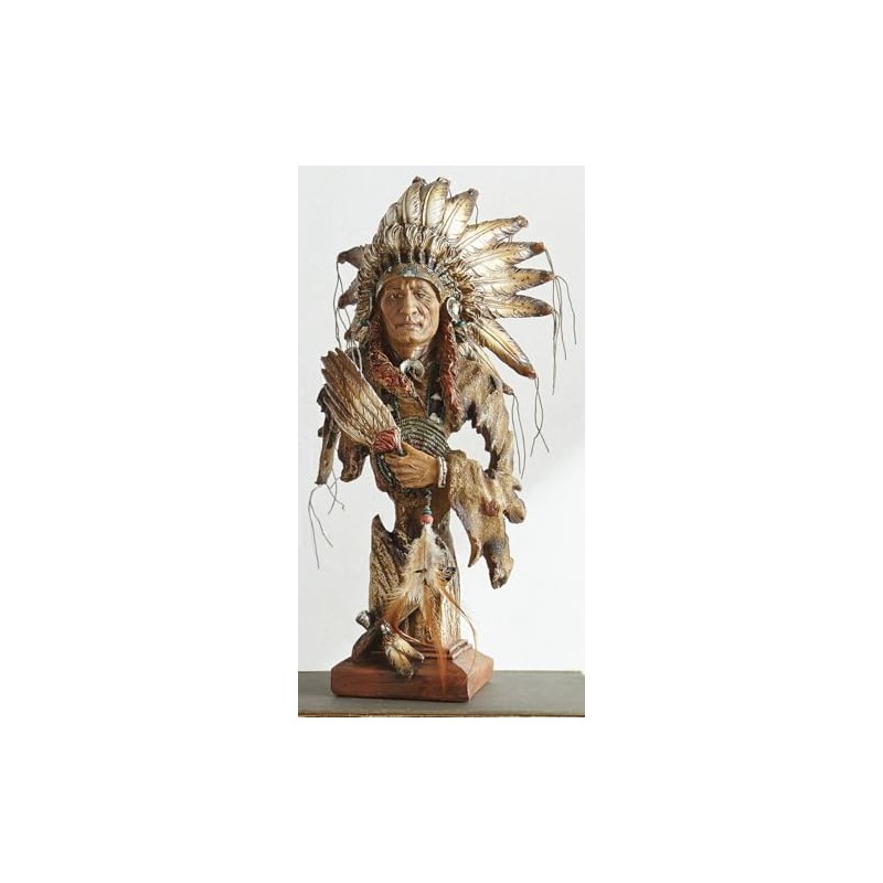 BLACK FOREST DECOR Chief with Headdress Sculpture