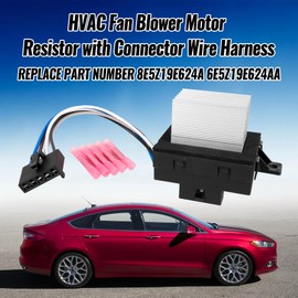 HVAC Fan Blower Motor Resistor 8E5Z19E624A with Connector Wire Harness Fit for ord Fusion 2006-2012, for Lincoln MKZ 2007-2012, for Zephyr Mercury Milan 2006-2011 Replace 6E5Z19E624AA