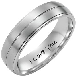 Willis Judd Mens Ring Engraved I love You Titanium Ring for Man In Wooden Gift Box 7mm Wedding Band Engagement Ring Comfort Fit Size Z+1