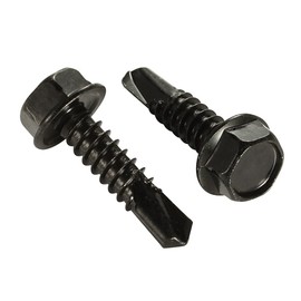 #14 x 1-1/4" Hex Washer Head Self Drilling Screws, Self Tapping Sheet Metal Screws, 410 Stainless Steel, Black Finish, 50 PCS