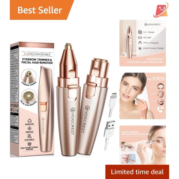 Unbranded Rechargeable Facial Hair Removal & Eyebrow Trimmer with Built-In