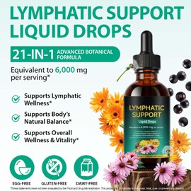Lymphatic Drainage Drops 60 ml | 6000 mg Extract with 21 Herbs, Vitamins & Minerals | Liposomal Formula for High Bioavailability | Supports Immune System & Wellbeing