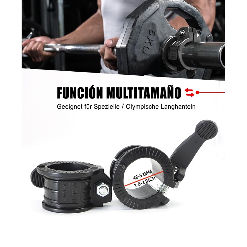 ZY-HUAN Barbell Clamps, Adjustable Size Dumbbell Clasp, 48 mm, 50
