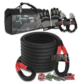 X-BULL Kinetic Rope Recovery Kit 7/8 Inches x 30Ft Kinetic Recovery Rope (34000 LBS)，Heavy Gloves and Soft Shackles for UTV, ATV Truck and Car