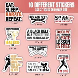 (10pcs) Karate Stickers Funny Karate Decals Sports Karate Fighter Martial Arts Funny Gifts Multiple Different Design, Waterproof, UV- Resistant, Suitable for Tumbler, Laptop, Car, Truck