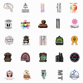 60Pcs Massage Therapists Stickers Pack, Aesthetic Vinyl Waterproof Sticker Decals for Water Bottle,Laptop,Phone,Skateboard,Scrapbooking,Bumper for Kids Teens Adults for Party Supply Decor Favor…