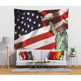 BELECO American Flag Tapestry Wall Hanging 60x50 Inch Statue of Liberty Tapestry Patriotic Party Wall Decor US Flag 4th of July Independence Day Fabric Wall Hanging for Bedroom Living Room Dorm