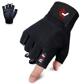 R2F Weight Lifting Gloves, Gym Gloves for Crossfit, Workout, Bodybuilding, Exercise, Cycling, Training, Breathable & Snug fit, for Men and Women. (L, Black)