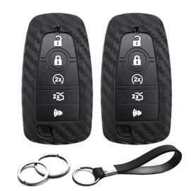 INFIPAR 2pcs Compatible with Ford Edge Escape Bronco Expedition Explorer F-150 Lightning F250 F350 Super Duty Mustang Lincoln Nautilus Navigator Aviator Carbon Fiber Looks Key Fob Cover Case Key Chain