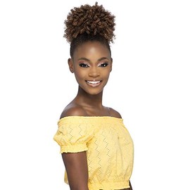 Vivica A. Fox Synthetic Fiber Pocket Bun, 7 Inch Spiral Curl Ponytail with Drawstring, Youthful Style - PB-OKIE (P2216)