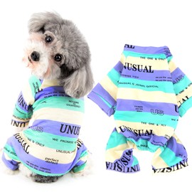 Ranphy Pet Pajamas Small Dog Cotton Jumpsuit Puppy Stripe Pjs Doggie Cat Overall Onesies Cute Rompers Soft Bodysuits Pullover Pyjamas 4 Legs Shirts Clothing Doggy Clothes