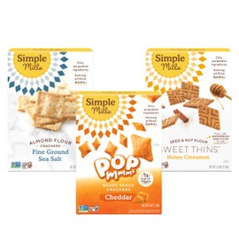 Simple Mills Best Snacks Variety Pack, Sea Salt Almond Flour Crackers, Honey Cinnamon Sweet Thins and Cheddar Pop Mmms, Gluten Free, Paleo Friendly Healthy Snacks, (Pack of 3)