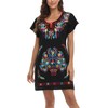 YZXDORWJ Women Mexican Embroidered Dress Short Sleeve (XXXL, 27BKR)