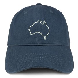 Trendy Apparel Shop Australia Map Outline Embroidered Cotton Dad Hat - Navy
